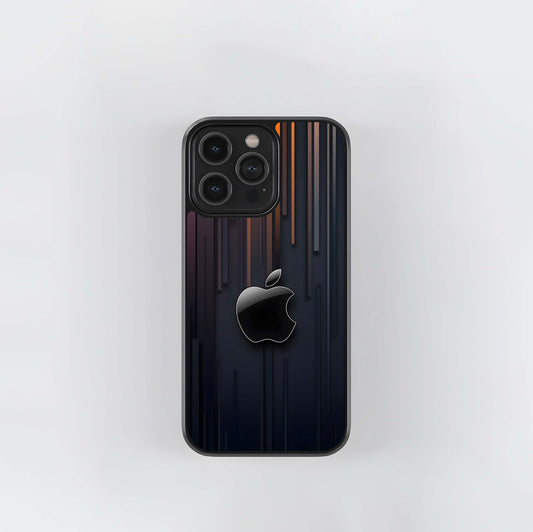 Black Glossy Apple with Vertical Stripes Glass Case