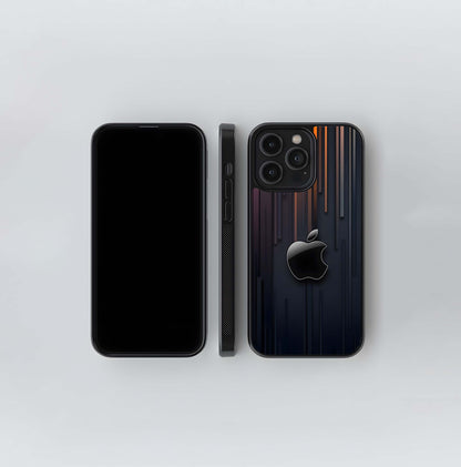 Black Glossy Apple with Vertical Stripes Glass Case