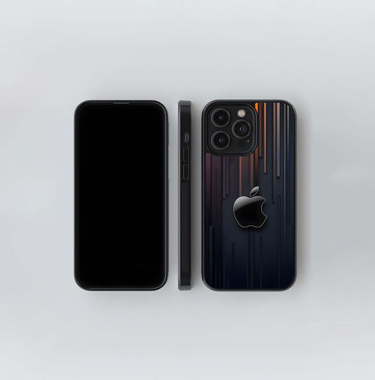 Black Glossy Apple with Vertical Stripes Glass Case