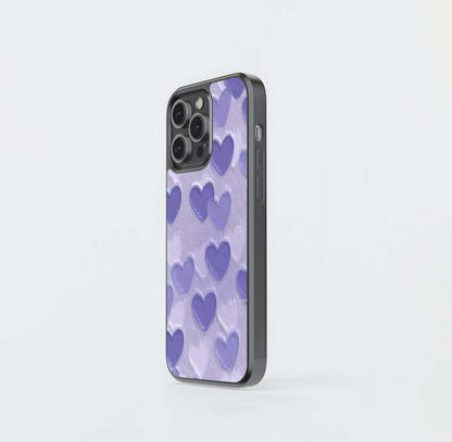 Lavender Paper Hearts Glass Case / Cover