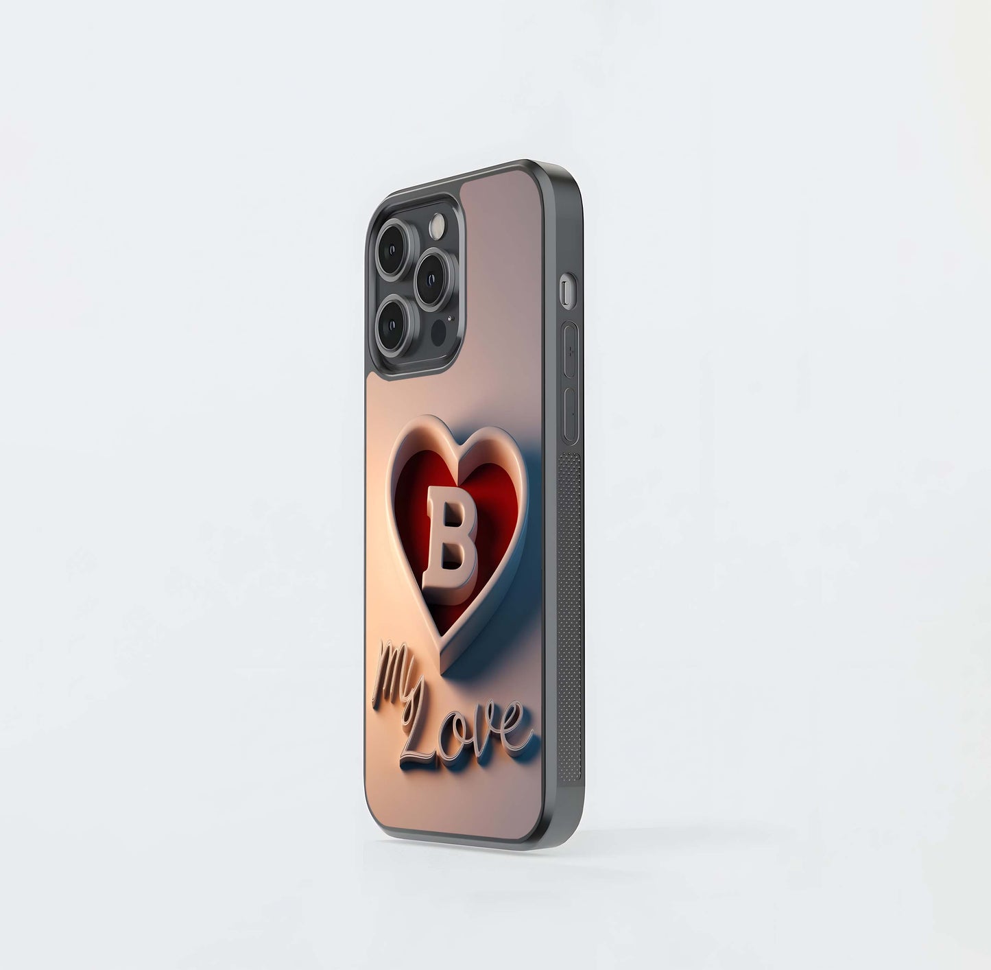 B in a Heart's Cradle Glass Case