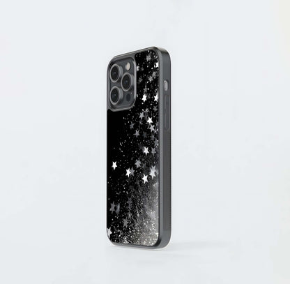 Black Glittering Stars Glass Case