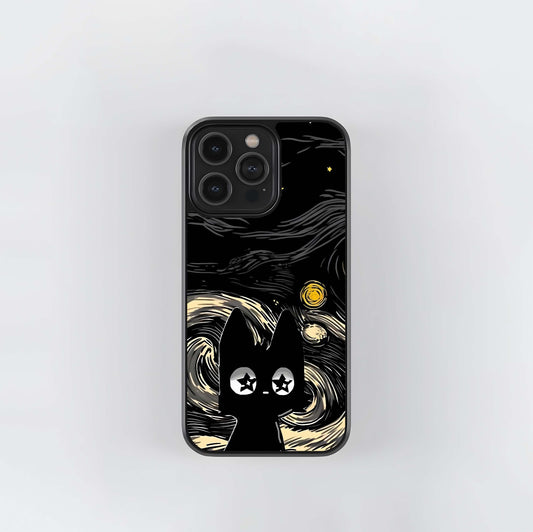 Starry Night Cat Glass Case
