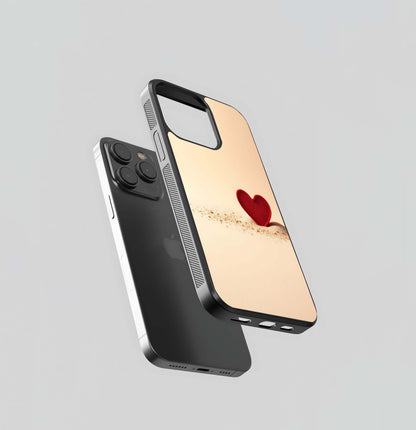 3D Textured Red Heart on Sand Glass Case