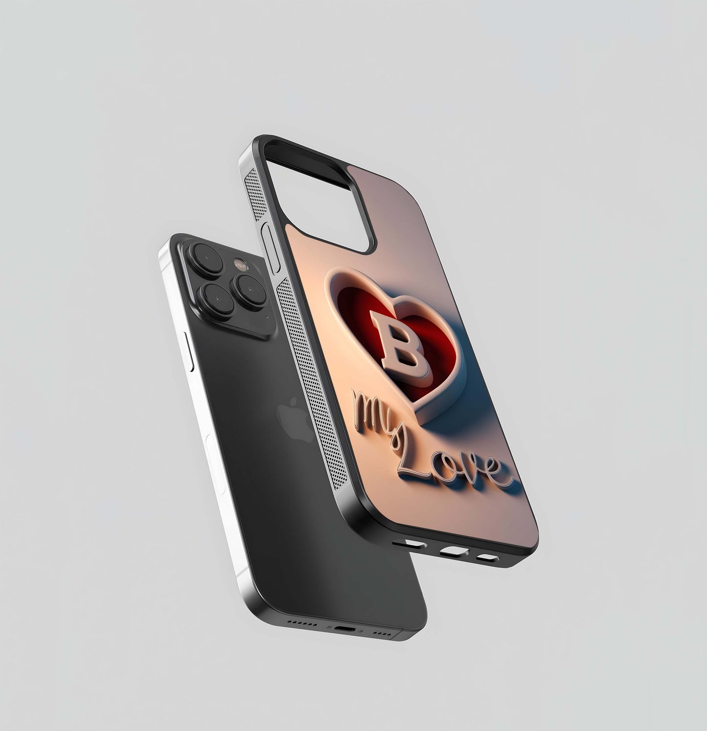 B in a Heart's Cradle Glass Case