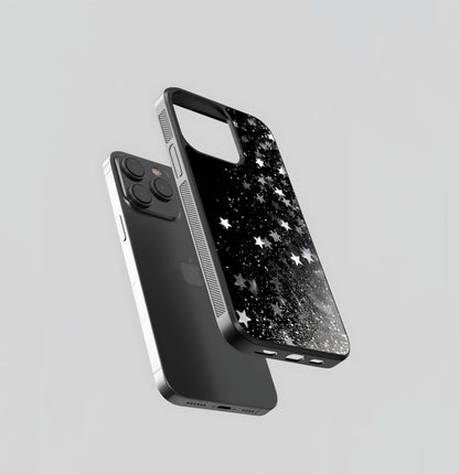 Black Glittering Stars Glass Case