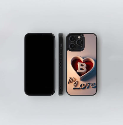 B in a Heart's Cradle Glass Case