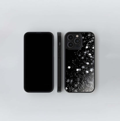 Black Glittering Stars Glass Case