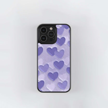 Lavender Paper Hearts Glass Case / Cover