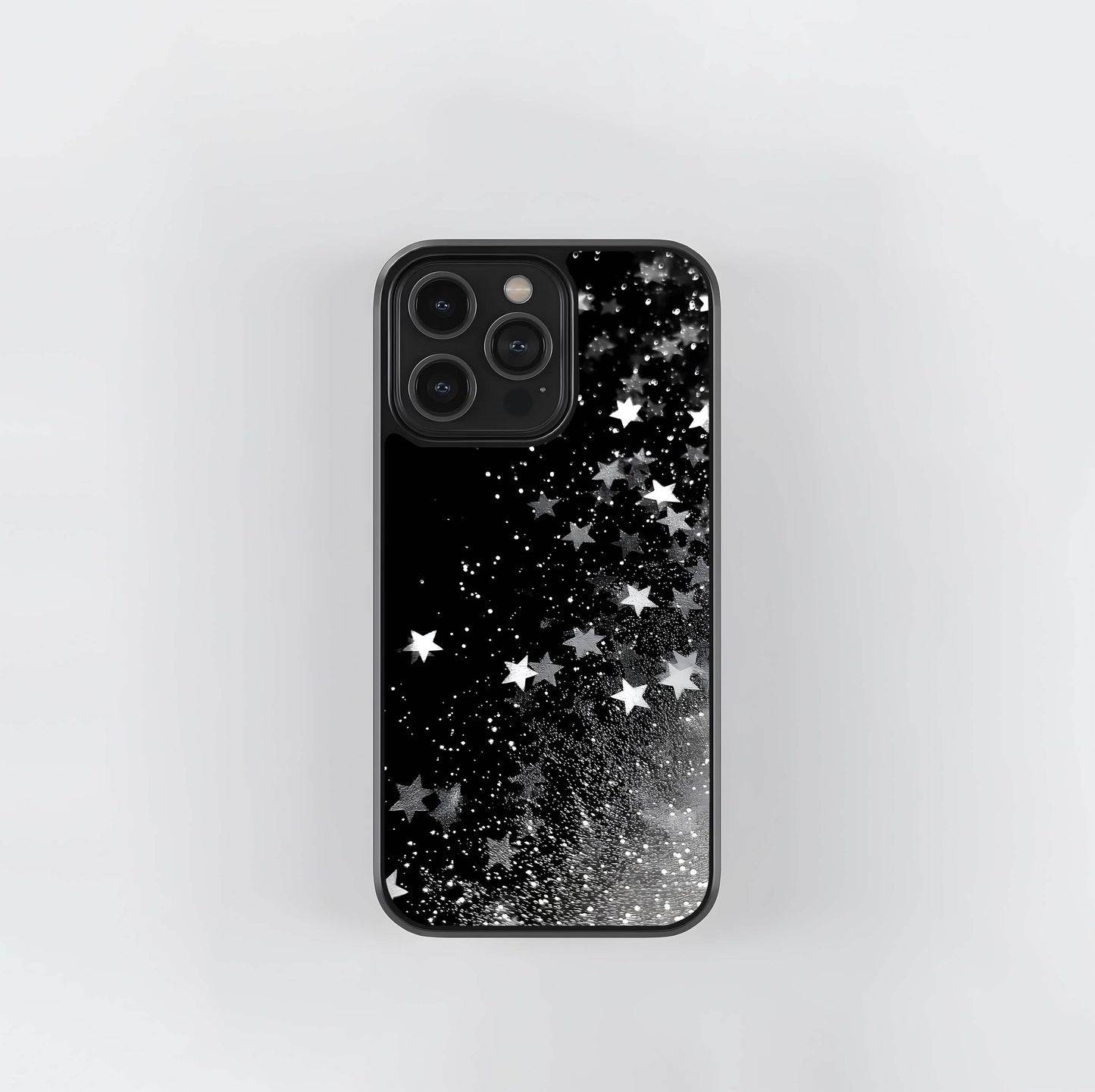 Black Glittering Stars Glass Case