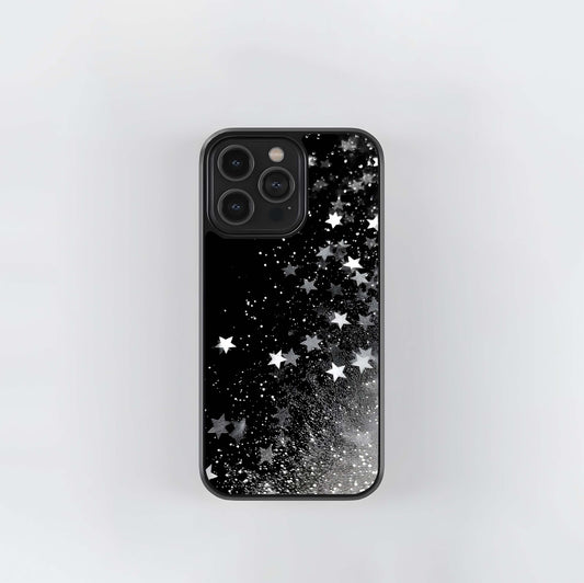 Black Glittering Stars Glass Case