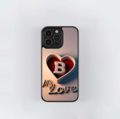 B in a Heart's Cradle Glass Case