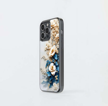 Porcelain Peony and Indigo Scroll Glass Case
