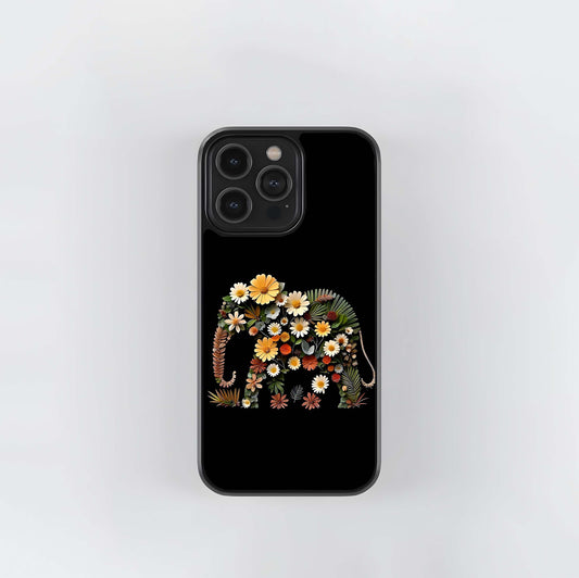 Botanical Silhouette Elephant Glass Case