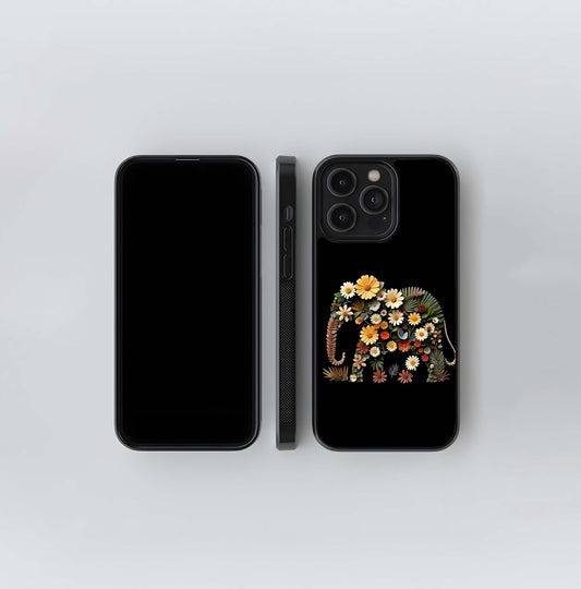 Botanical Silhouette Elephant Glass Case