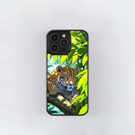 Leopard in Jungle Glass Case