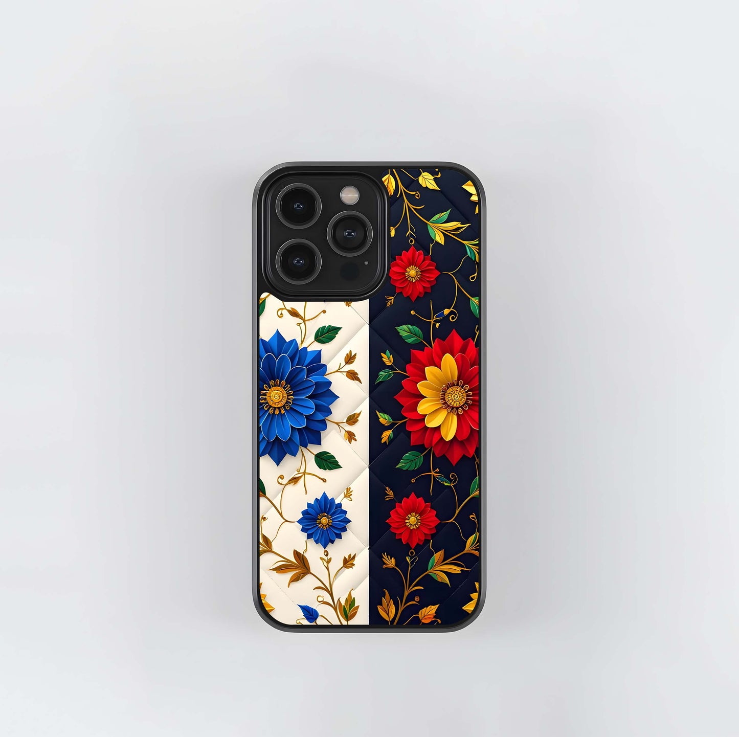 Quilted Floral Duotone Glass Case