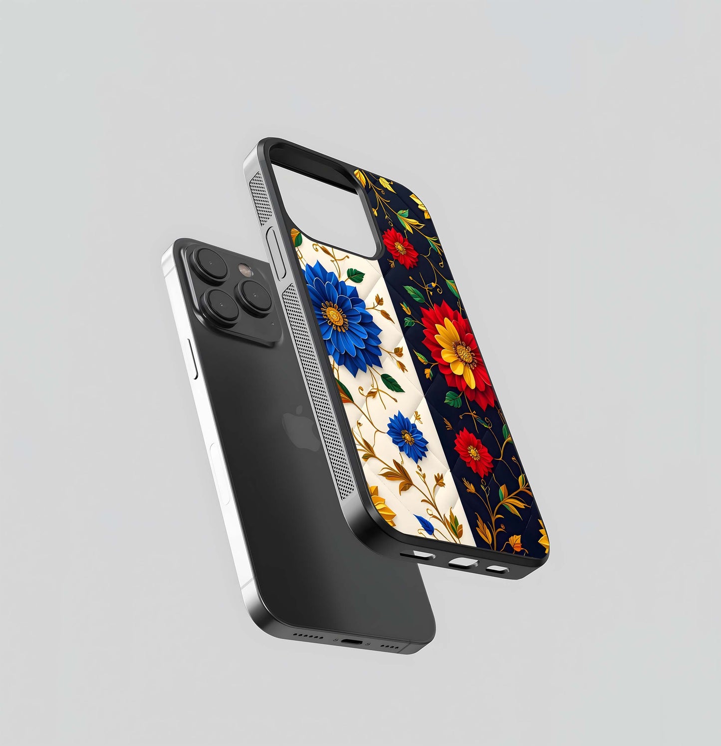 Quilted Floral Duotone Glass Case