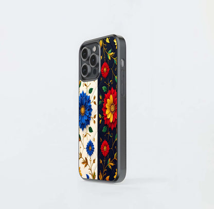 Quilted Floral Duotone Glass Case