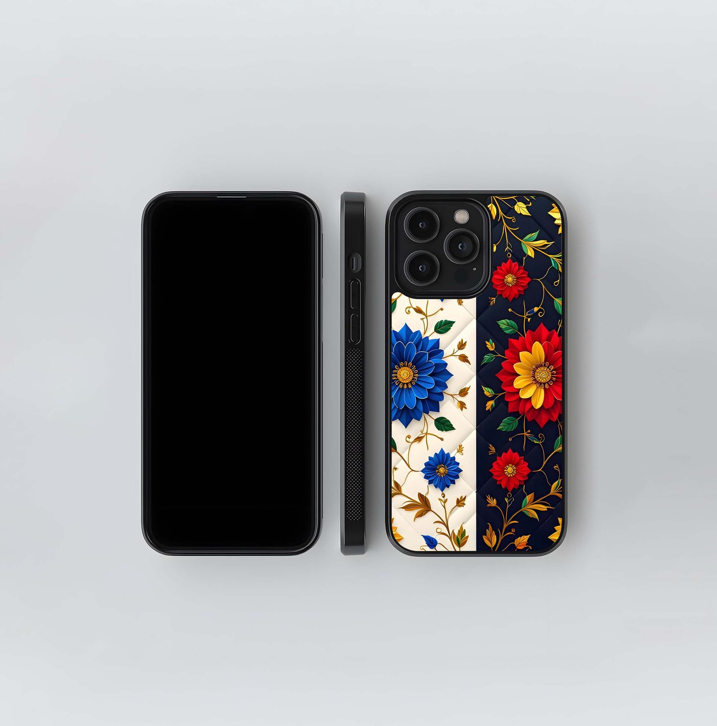 Quilted Floral Duotone Glass Case