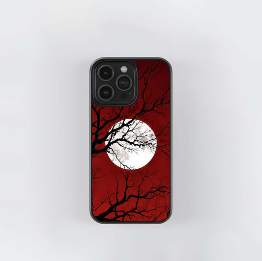Crimson Moon Silhouette Glass Case