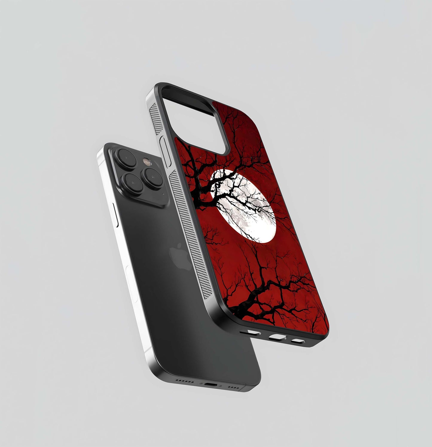 Crimson Moon Silhouette Glass Case