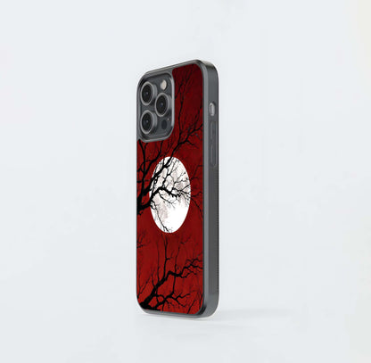 Crimson Moon Silhouette Glass Case