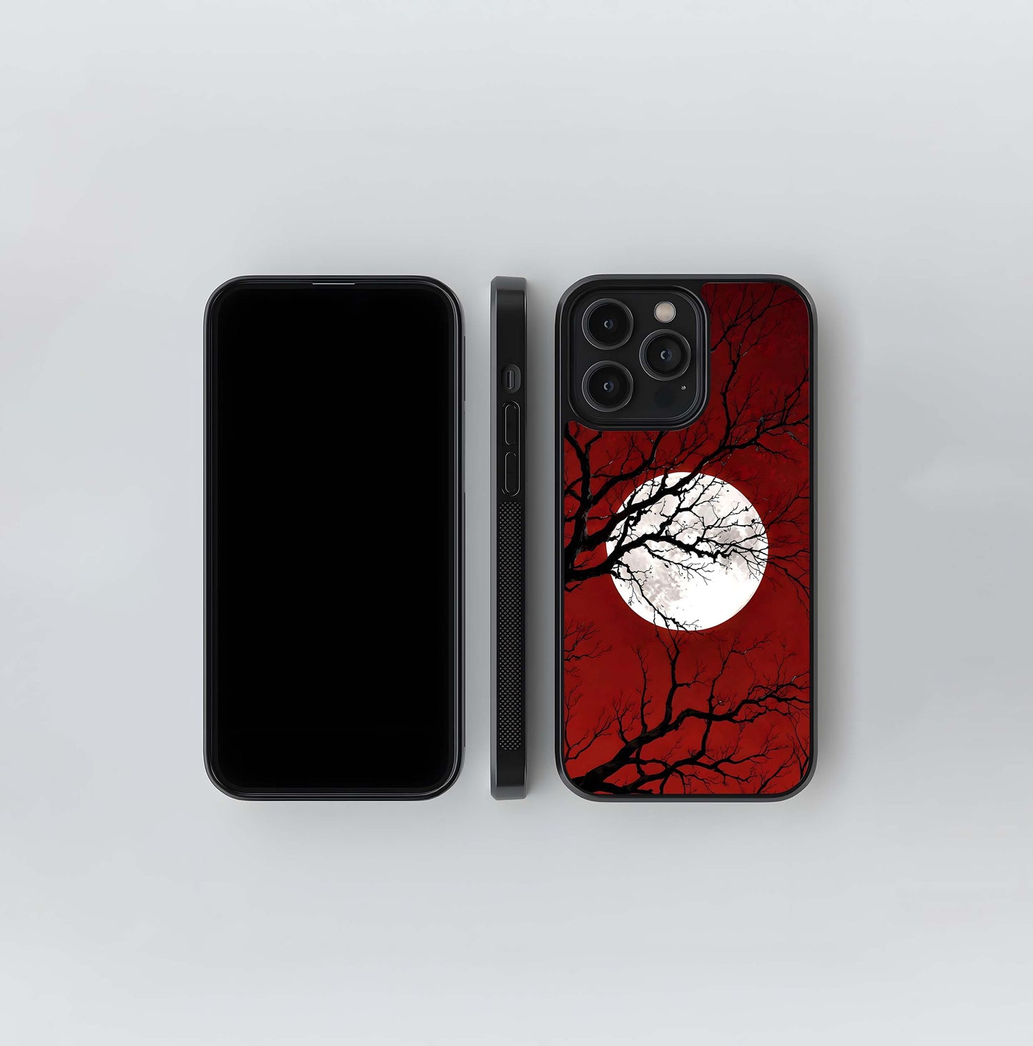 Crimson Moon Silhouette Glass Case