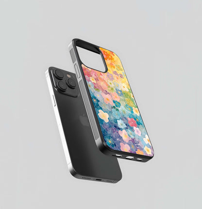 Rainbow Floral Overlay Glass Case