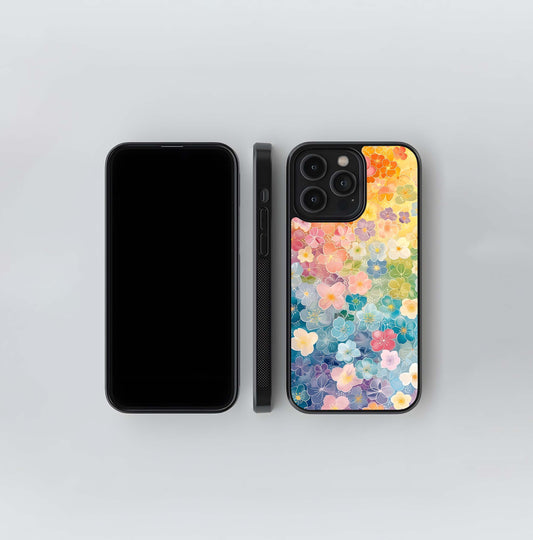Rainbow Floral Overlay Glass Case
