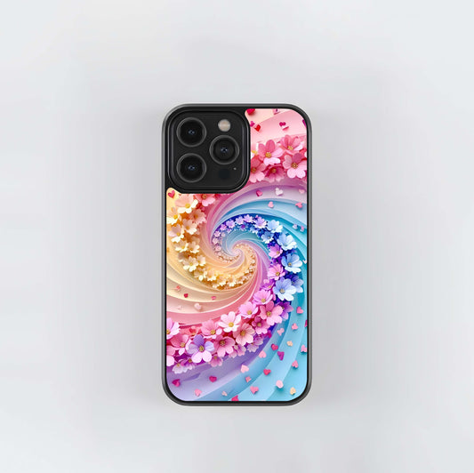 Rainbow Flower Swirl Glass Case