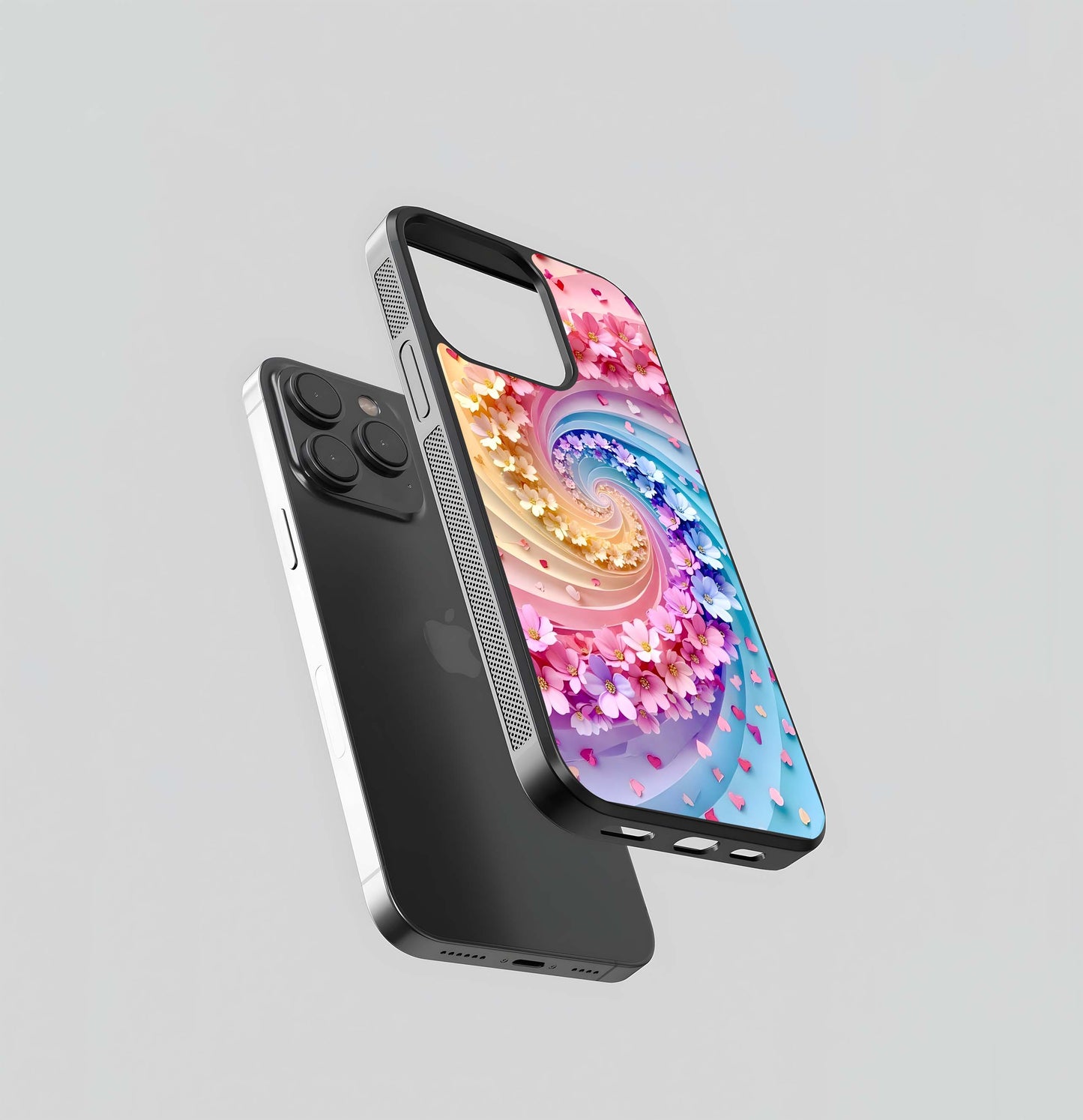 Rainbow Flower Swirl Glass Case