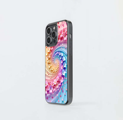 Rainbow Flower Swirl Glass Case