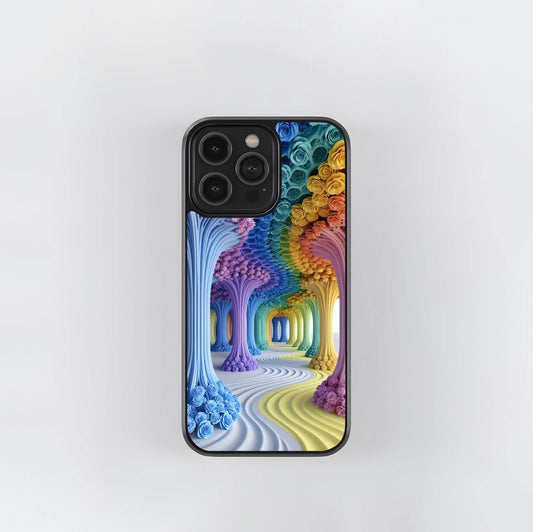 Rainbow Rose Tree Path Glass Case