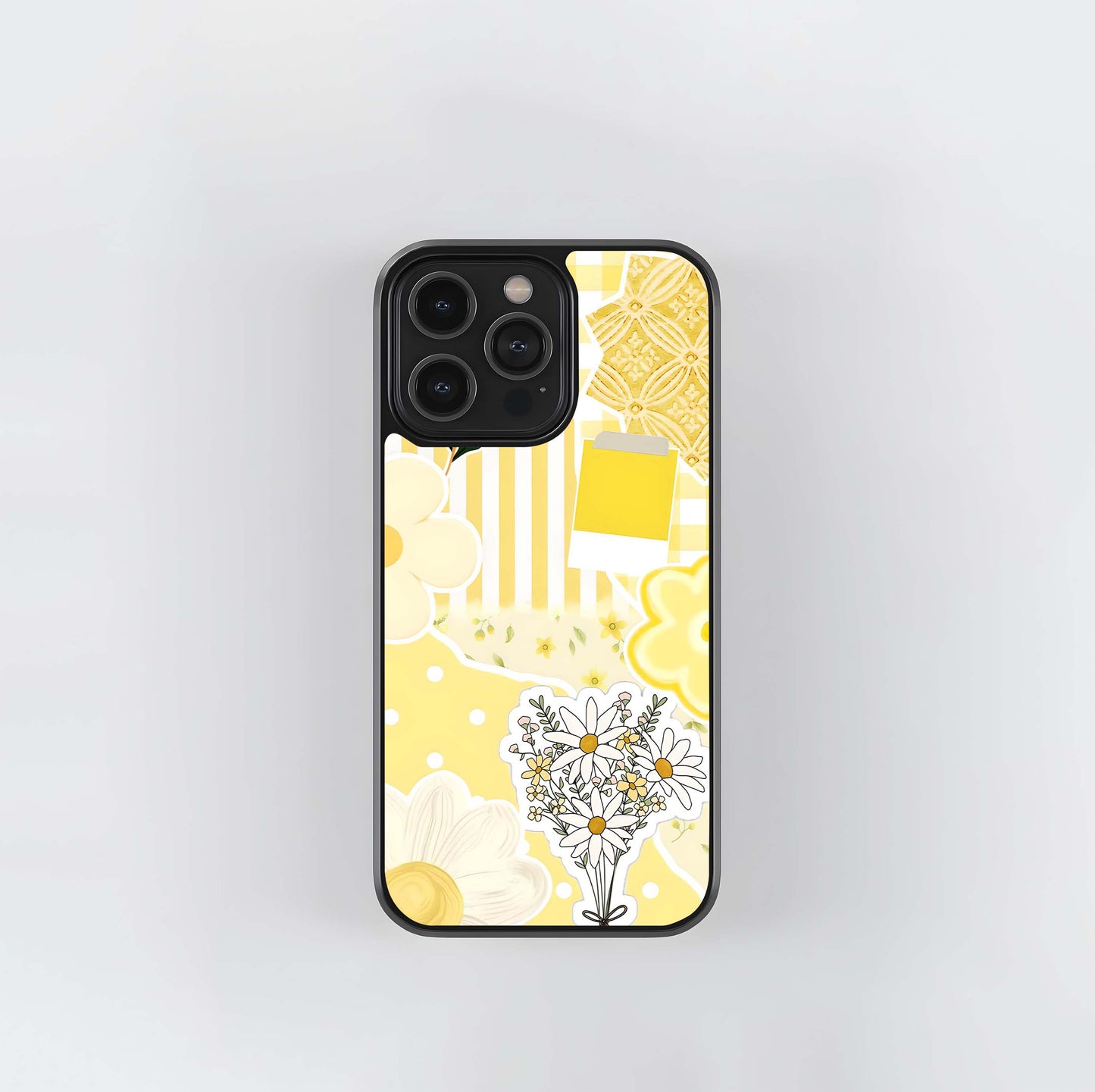 Aesthetic Yellow Floral Glass Case