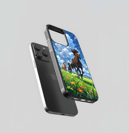 Majestic Horses Galloping Glass Case