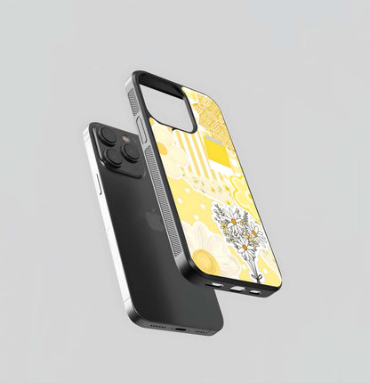 Aesthetic Yellow Floral Glass Case