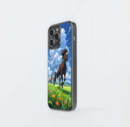 Majestic Horses Galloping Glass Case