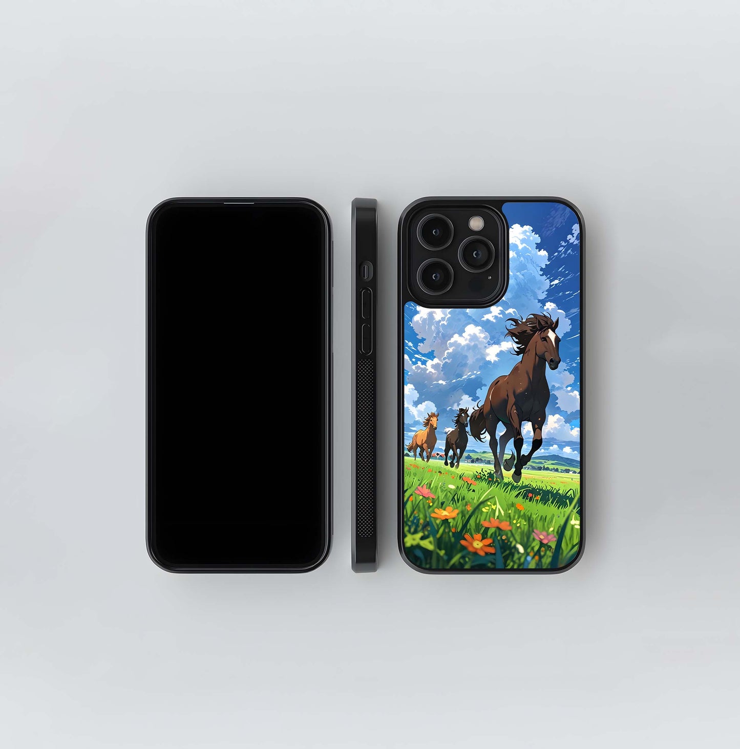 Majestic Horses Galloping Glass Case