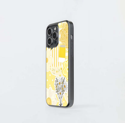 Aesthetic Yellow Floral Glass Case