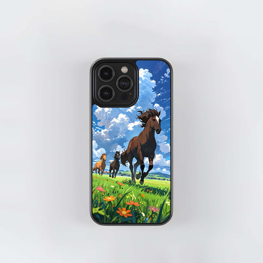 Majestic Horses Galloping Glass Case