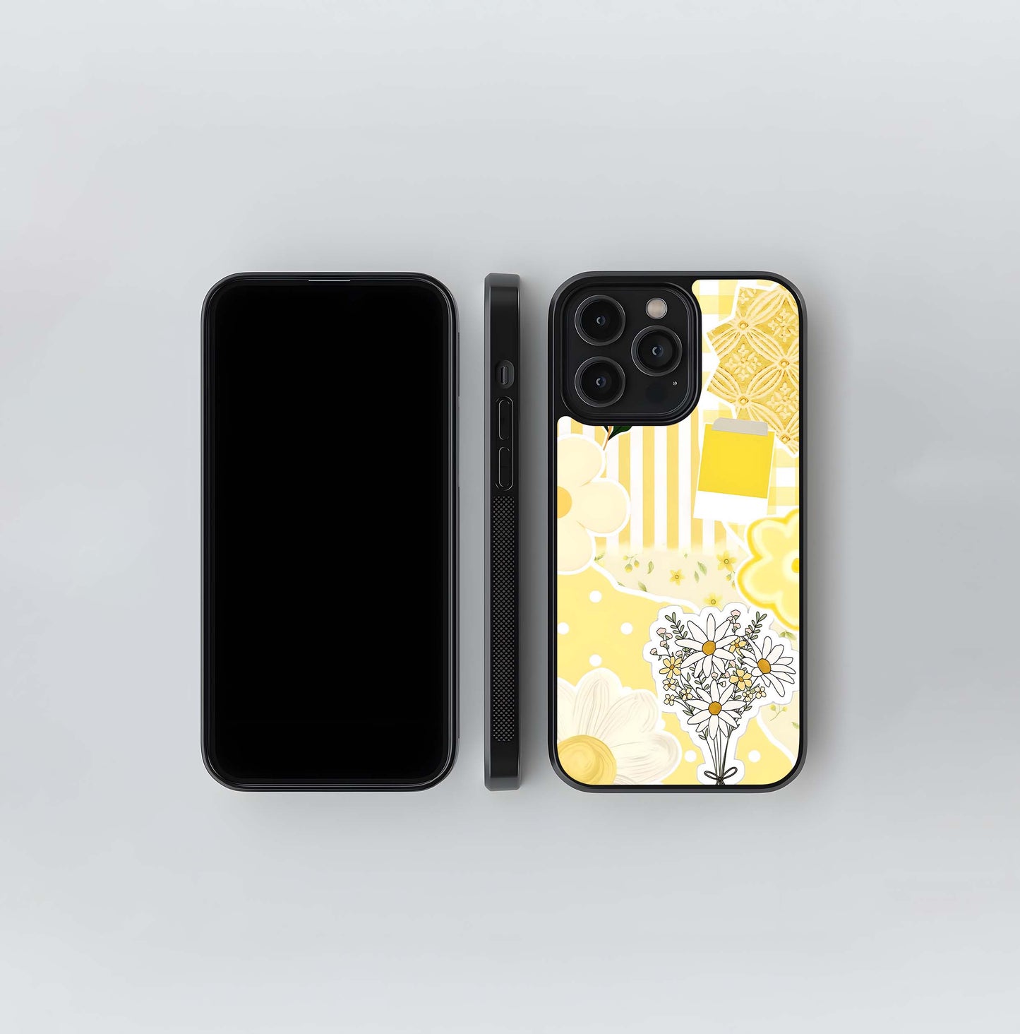 Aesthetic Yellow Floral Glass Case