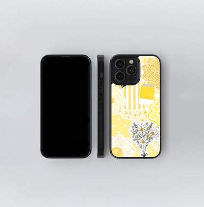 Aesthetic Yellow Floral Glass Case