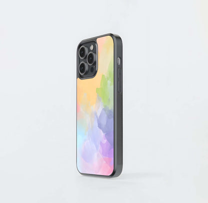 Rainbow Watercolor Blotches Glass Case