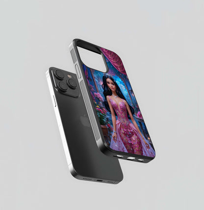 Realistic Barbie in Pink Floral Corset Gown Glass Case