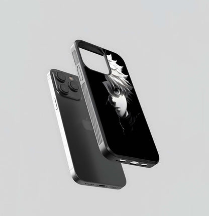 Monochrome Anime Character Emerging from Shadow Glass Case