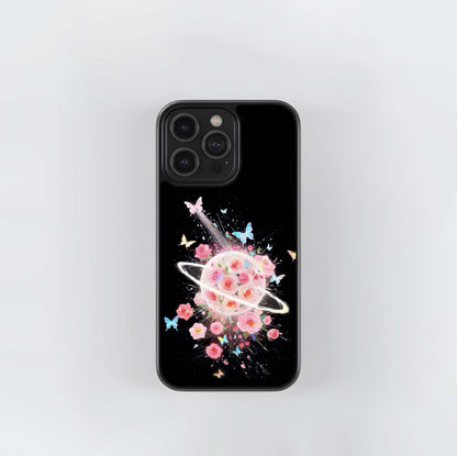 Planet full of roses and butterflies Glass Case