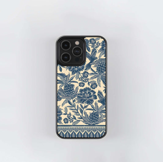 Monochrome Skull Floral Doodle Glass Case