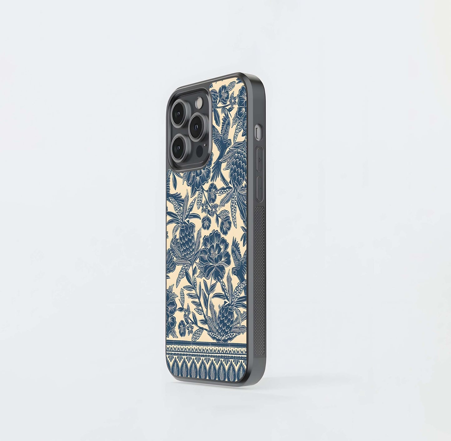 Monochrome Skull Floral Doodle Glass Case