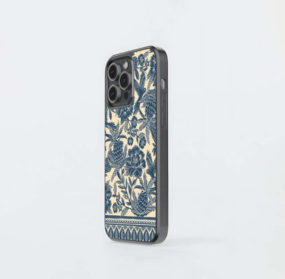 Monochrome Skull Floral Doodle Glass Case